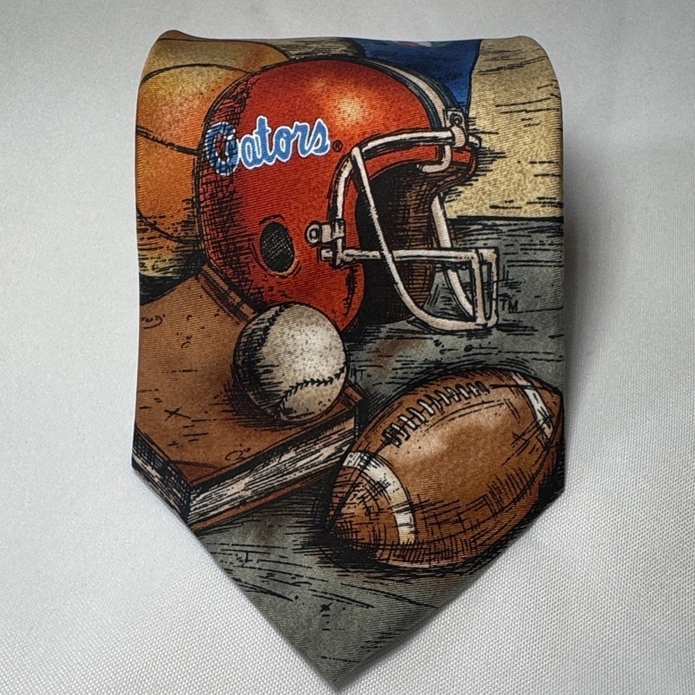 Florida Gators Silk Tie with Football and Helmet Design